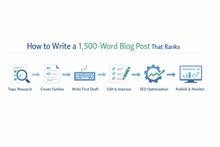 step by step workflow for writing a 1500 word SEO blog post